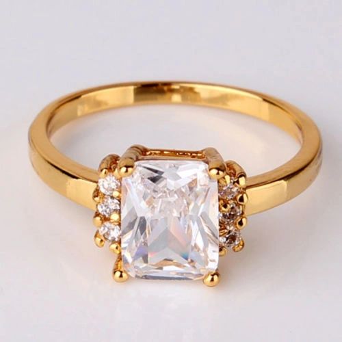 24kt Yellow Gold Filled Swarovski Crystal Ring Size 5