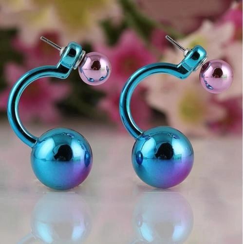 Double Ball Gradient Blue Color Ear Studs