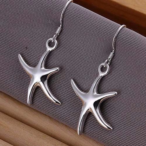 Pair of Fancy Silver Plated Star Dangle Earrings
