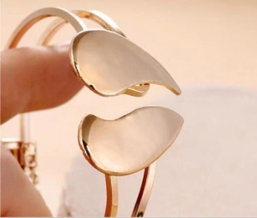 Golden Alloy Heart Bangle Bracelet