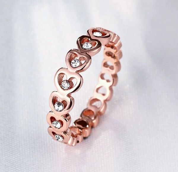 Han Edition Polished Rose Gold Plated Heart Ring Size 6