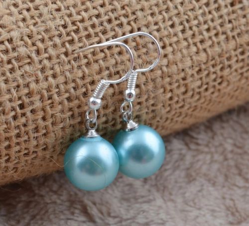 Pair of Elegant Powder Blue Imitation Pearl Dangle Earrings