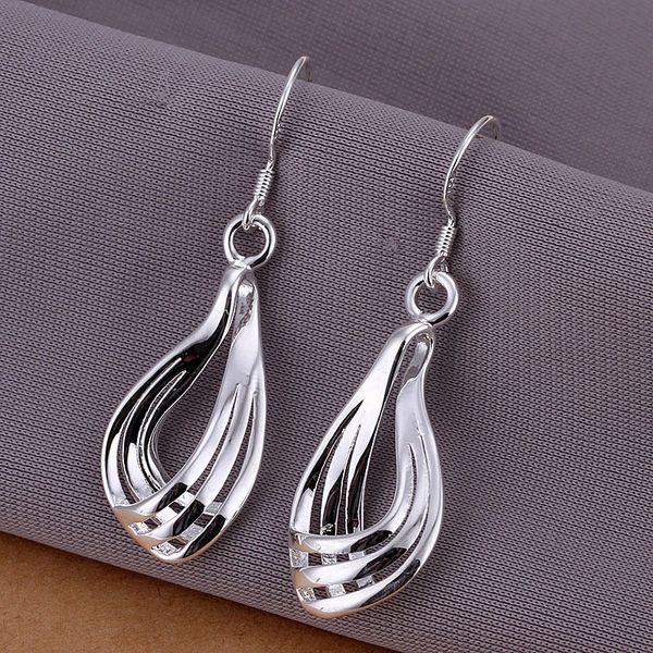 Pair of Elegant 925 Silver Plated Multi-Oval Circle Dangle Earrings