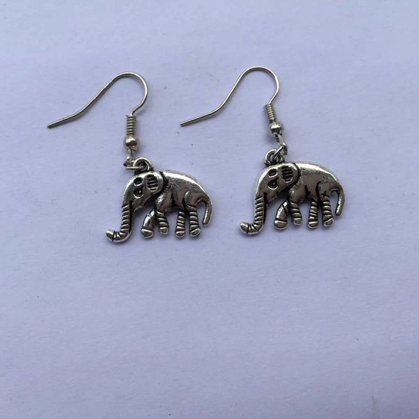 Pair of Silver Antique Silver Style Elephant Dangle Earrings