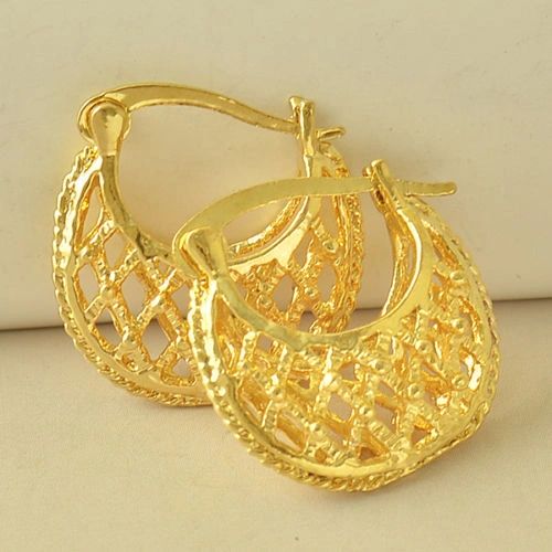 Pair of 9kt Yellow Gold Filled Small (17x9mm) Basket Hoop Earrings