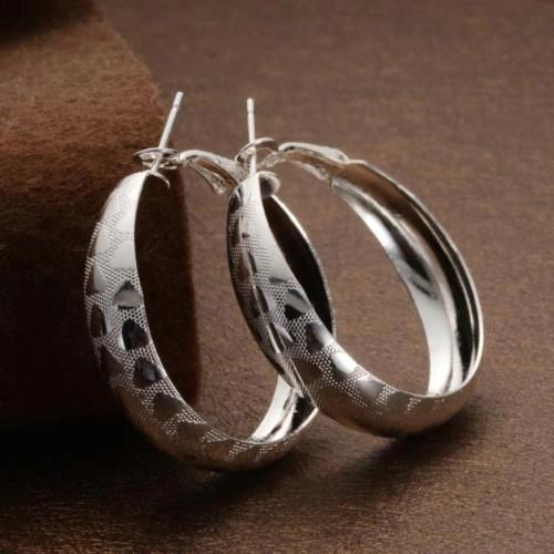 Pair of 925 Silver Plated (35mm) Heart Design Hoop Earrings