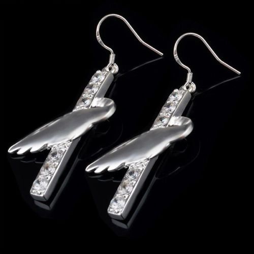 Pair of Elegant 925 Silver Plated Accented Dangle Earrings