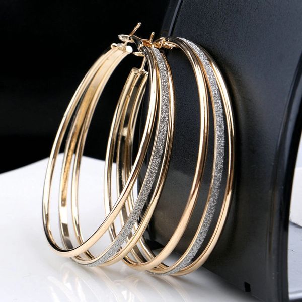 14kt Yellow Gold Plated or Silver Plated Very Large (60mm) Diamante Hoop Earrings