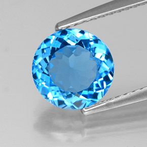 ROUND FACETED AAA BRIGHT SWISS BLUE (NATURAL) TOPAZ