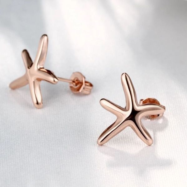 Pair of Rose Gold Plated Starfish Stud Earrings