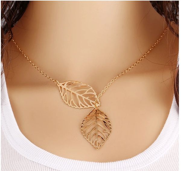 Delicate Double Leaf Style Necklace