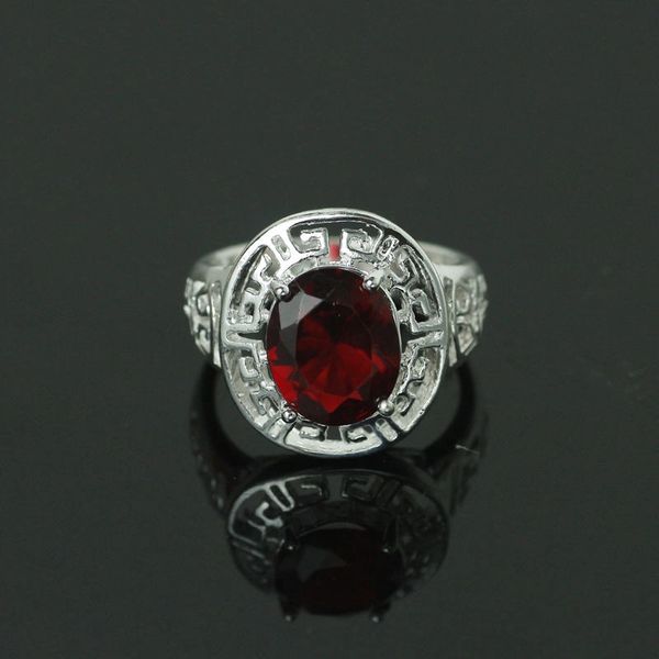 Imitation Red CZ Silver Plated Ring Size 6