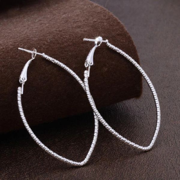 Pair of Sterling Silver Plated (55x31mm) Marquise Hoop Earrings