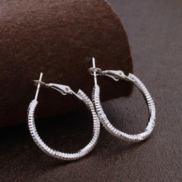 Pair of Sterling Silver Plated (26mm) Ribbed Hoop Earrings