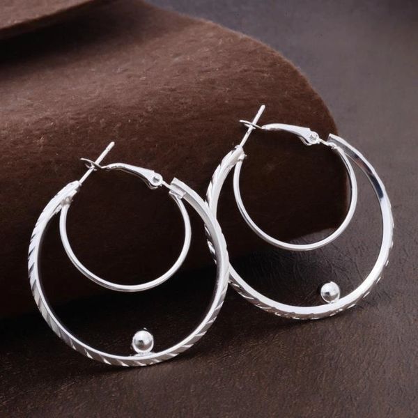 Pair of Silver Plated (40mm) Double Loop Hoop Earrings