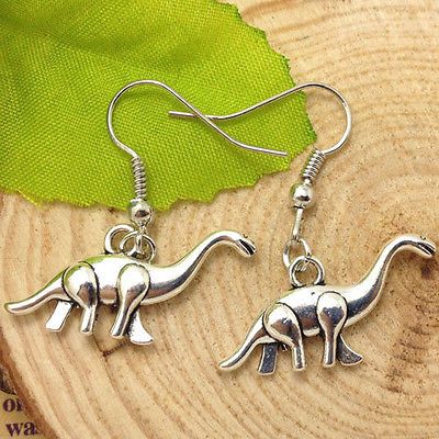 Cute Pair of Dinosaur Dangle Earrings (Pierced)