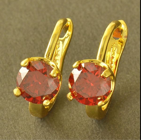 14kt Yellow Gold Filled Fancy (16mm) Lab Ruby Hoop Earrings