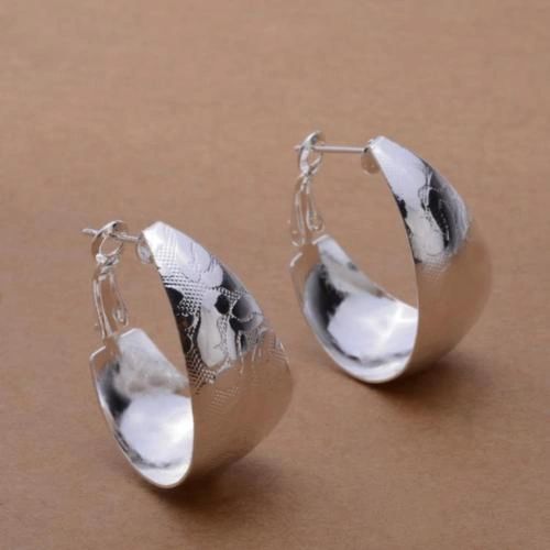 Pair of Silver Plated Fancy Large Hoop Earrings