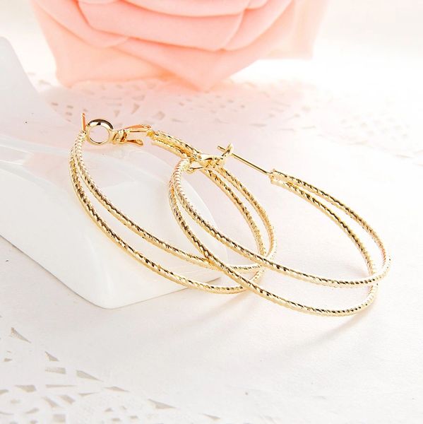Pair of Yellow Gold Filled Double Hoop (25mm) Earrings