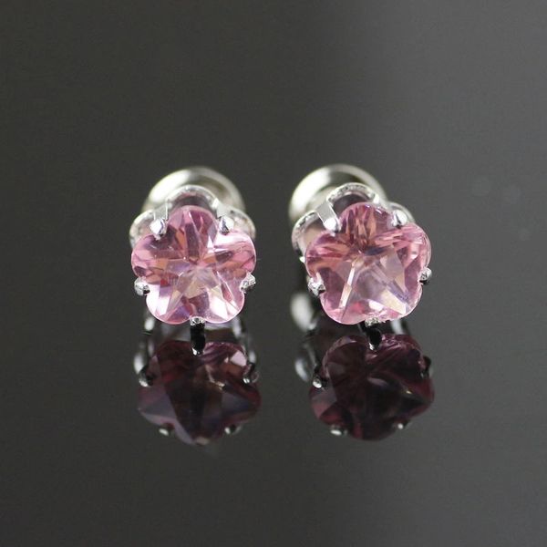 Silver Plated Claw Star Pink Crystal Stud Earrings