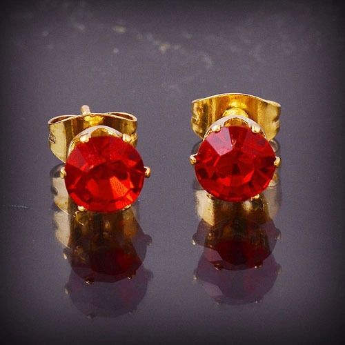 14kt Yellow Gold Filled Garnet CZ Stud Earrings