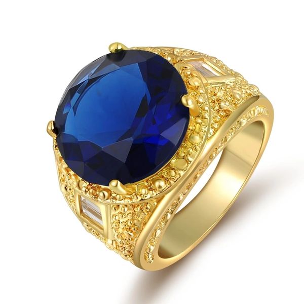 10kt Yellow Gold Filled Sapphire Blue CZ Fashion Ring Size 10