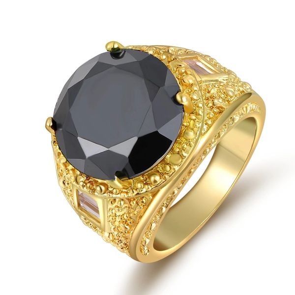 10kt Yellow Gold Filled Black Sapphire CZ Fashion Ring Size 9