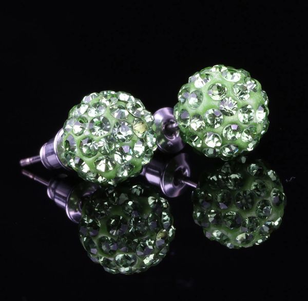 Pair of 10mm Lime Green CZ Disco Ball Stud Earrings