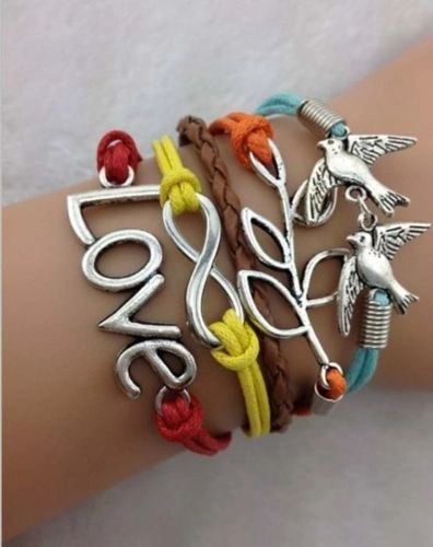 Infinity Love Corded Multi-Colored Dove Wrap Bracelet