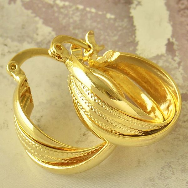 9kt Yellow Gold Filled Embosssed (21 or 24mm) Hoop Earrings