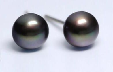Silver Plated White or Gray Freshwater Pearl Stud Earrings