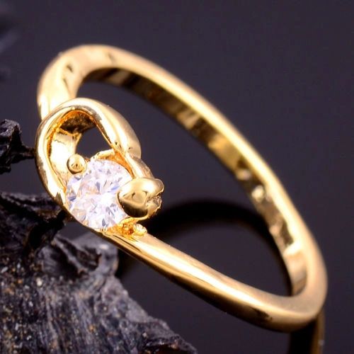 14k Yellow Gold Filled & White Cubic Zirconia Ring Size 5