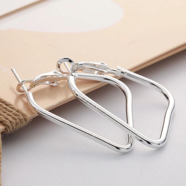 Silver Plated 30x30mm Angular Hoop Earrings