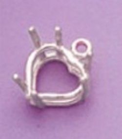 14kt Gold or Sterling Silver Heart 6-Prong Cast Wire Dangle Setting (8x8-16x16mm)