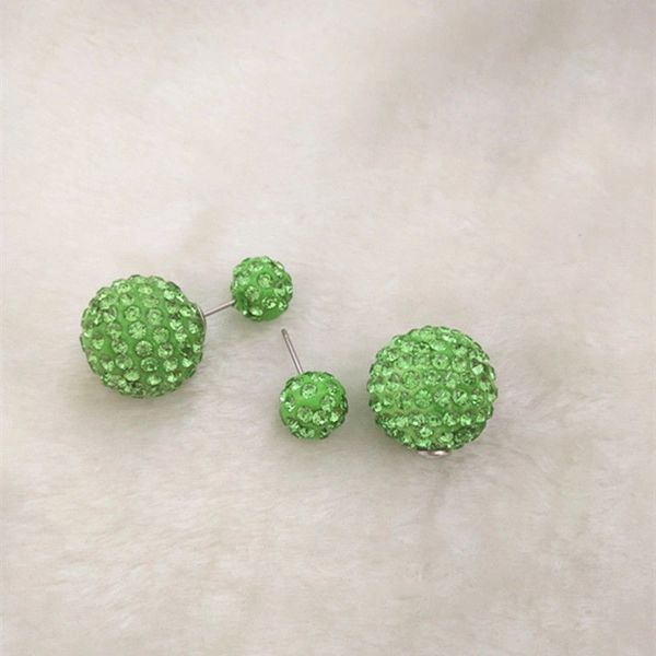 Pair of 18mm Lime Green CZ Disco Ball Stud Earrings