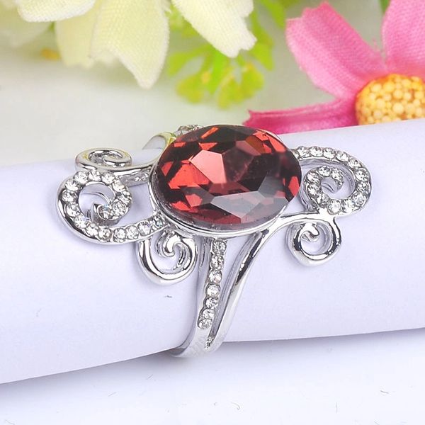 Silver Plated Elegant Crystal Ring Size 8