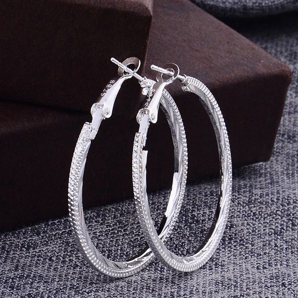 Pair of Silver Plated Large (40mm) Hoop Earrings