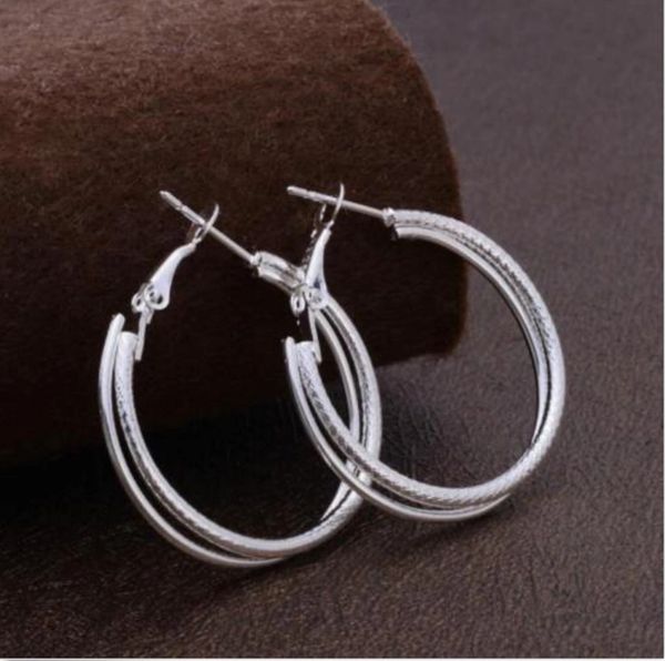 Pair of Silver Double Hoop Large (31mm) Earrings