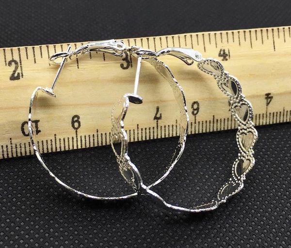 Pair of Silver Plated Hoop Pattern (35mm) Earrings
