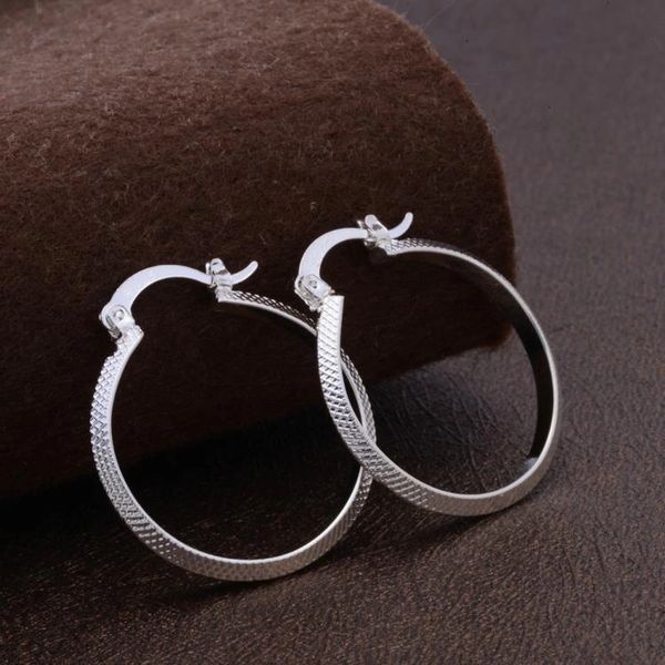 Pair of Silver Plated Hoop Pattern Large (29mm) Earrings