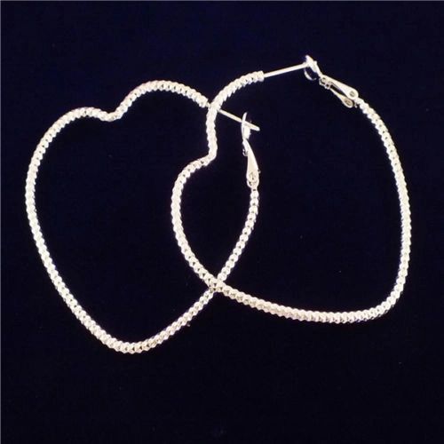 Pair of Silver Plated Hoop Heart (30mm) Earrings