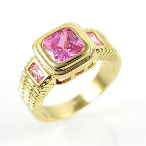 10kt White or Yellow Gold Filled Bright Pink Cubic Zirconia Ring Size 7