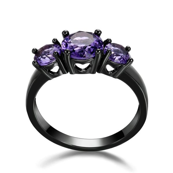 10kt Black Gold Filled Bright Purple Cubic Zirconia Ring Size 7.5 & 8.5