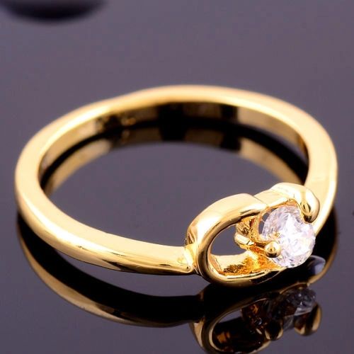 14kt Yellow Gold Filled Bright White Cubic Zirconia Ring Size 6