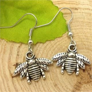 Cute Pair of Honey Bee Dangle Earrings (Pierced)