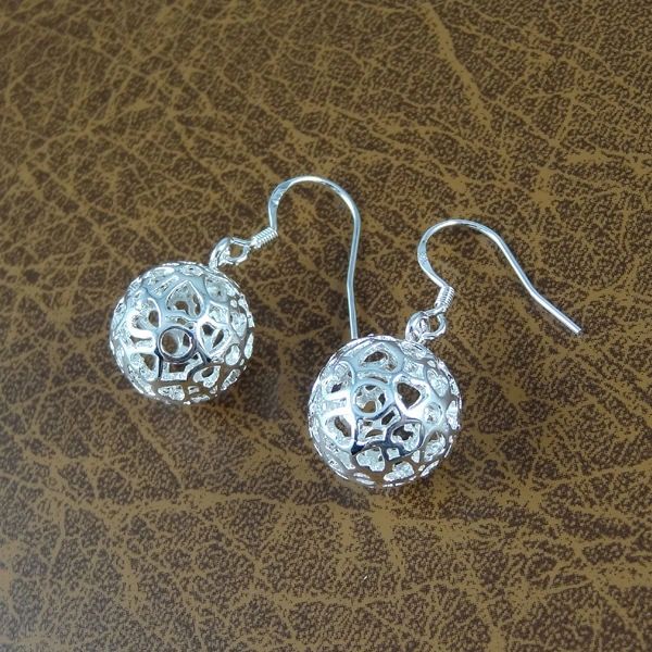 Pair of Fancy Silver Plated Round Dangle Earrings