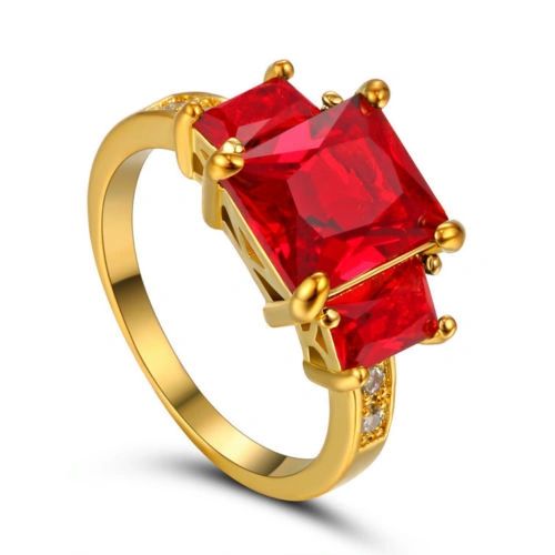 10kt White Gold Filled Bright Red Octagon Cubic Zirconia Ring Size 6.5