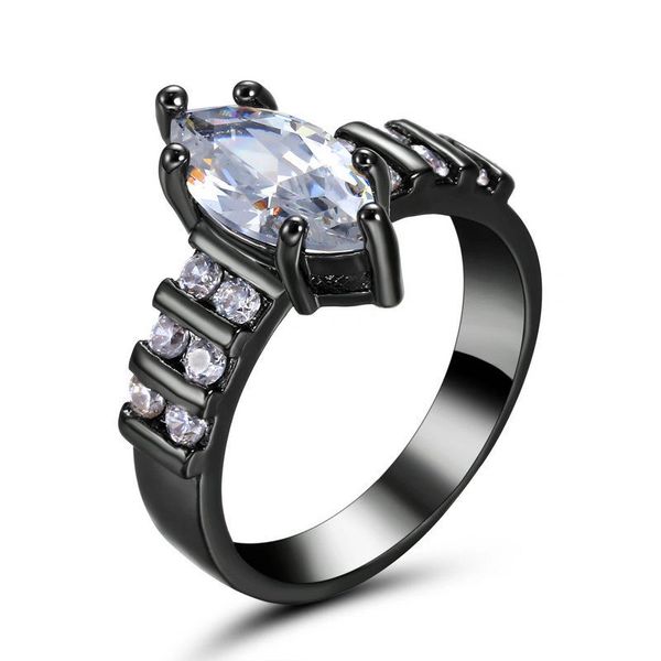 10kt Black Gold Filled Bright White Marquise Cubic Zirconia Ring Size 7.5