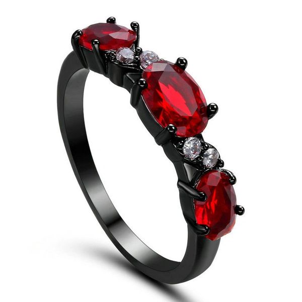14kt Black Gold Filled Bright Red Cubic Zirconia Ring Size 5.5