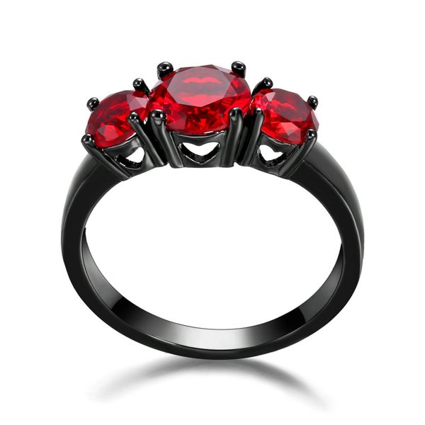 10kt Black Gold Filled Bright Red Cubic Zirconia Ring Size 5.5